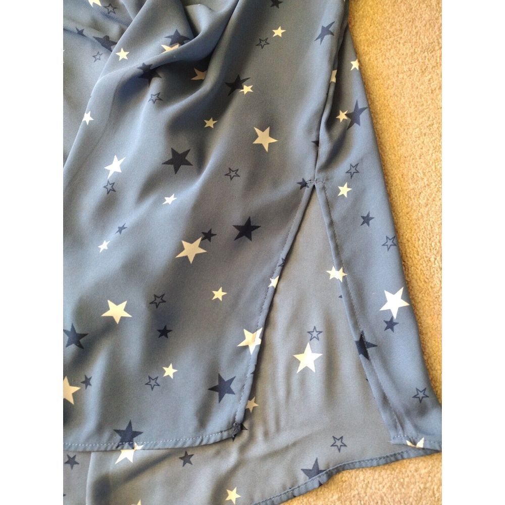 Catherines Blouse Women 14/16 WP Blue Star Novelty Print Button Up Patriotic - Picture 7 of 7
